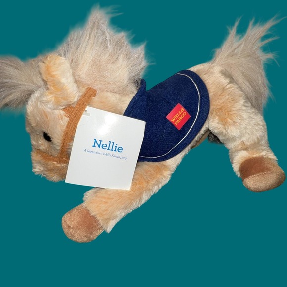 Wells Fargo Nellie A Legendary Pony Plush Stuffed Animal Tan Horse Blue Blanket